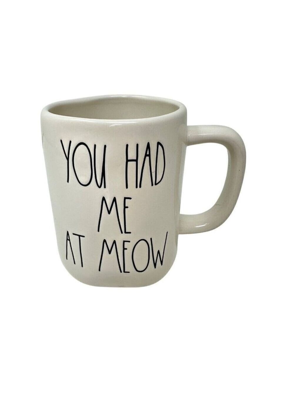 Rae Dunn MEOW Cat Mug Large Ceramic Coffee Tea Cup Kitty Kitten Gift Whimsical